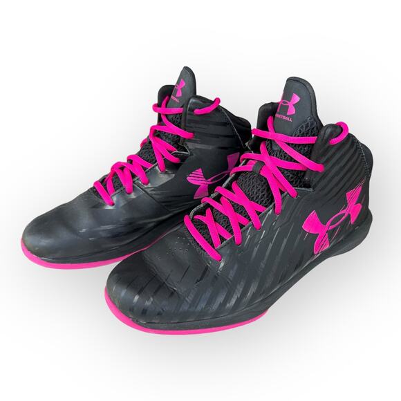 Under Armour Other - Under Armour Big Girls Black and Pink High Top Basketball Sports Shoes | Sz 7y